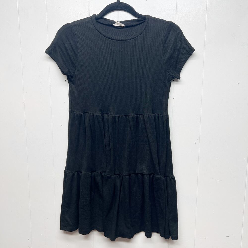 See You Monday Girls Tiered Dress Size Large Short Sleeve Ribbed Midi Length